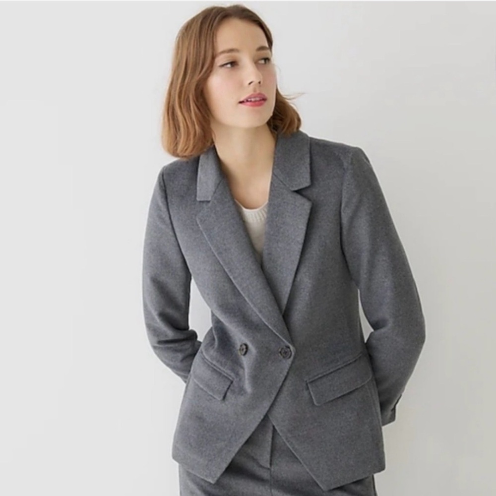 NWOT J. Crew Devon double-breasted blazer in grey flannel
